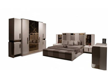 Elegantes beige Schlafzimmer-Set aus Holz mit modernem Design