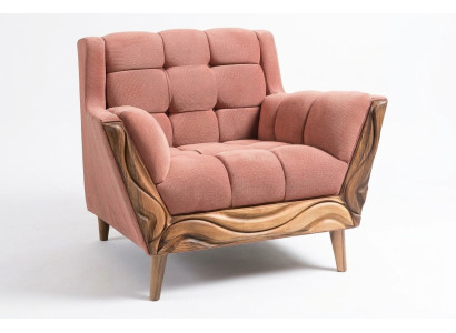 Moderner rosa Stoffsessel aus Holz für stilvolles Wohnzimmer