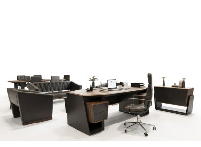Arbeitszimmer-Set Braun Holz modern Stilvoll Büro Möbel