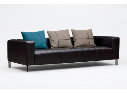 Elegantes schwarzes Kunstleder 3-Sitzer Sofa im modernen Stil