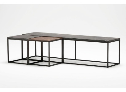 Couchtisch-Set aus Metall in Grau modern elegantes Wohnzimmermöbel