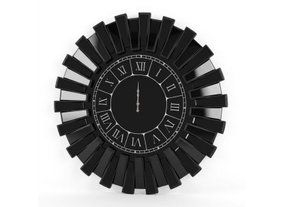 Schwarze Wanduhr aus Holz modern, elegantes Design