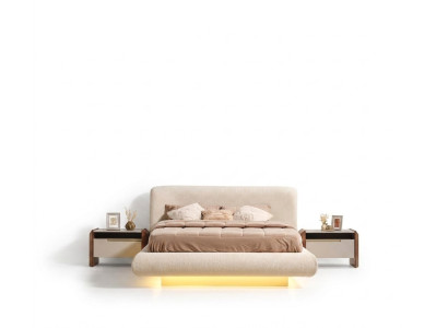 Elegantes Schlafzimmer-Set aus Holz in Beige mit modernem Design