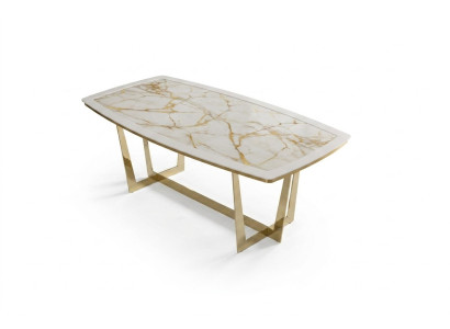 Eleganter weißer Esstisch aus Holz und Metall in modernem Design