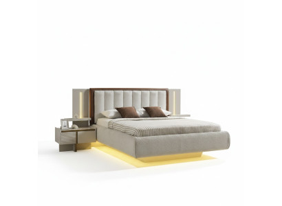 Elegantes Schlafzimmer-Set aus Holz in Beige mit modernem Design
