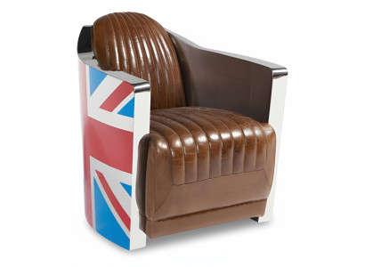 Luxus Sessel Jack Union UK – Aluminium & Leder, stilvoll