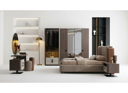 Elegantes Schlafzimmer-Set aus Holz in Braun mit stilvollem Design