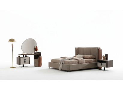 Elegantes Schlafzimmer-Set aus Holz in warmem Braun