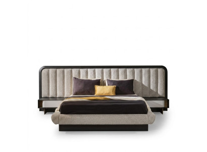Elegantes schwarzes Holz-Bett mit Nachttischen im modernen Stil