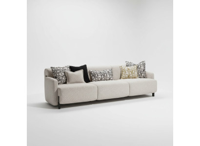 Elegantes beiges 4-Sitzer Sofa aus Textil mit Holzrahmen