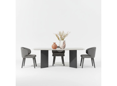 Eleganter Esstisch aus Holz in Beige, moderner Landhausstil