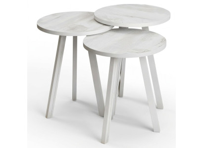 Elegantes Weißes Holz Couchtisch-Set Modern Wohnzimmermöbel