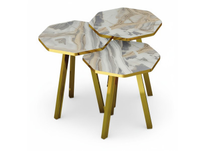 Moderner grauer Couchtisch aus Holz und Metall