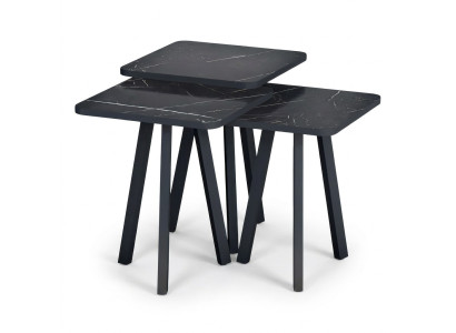 Schwarzes Holz Couchtisch-Set Modern Elegant Wohnzimmermöbel