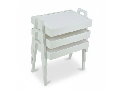 Moderner weißer Holztisch-Set in elegantem Design