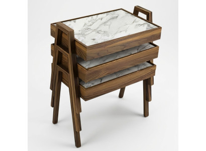 Elegantes braunes Holz Couchtisch-Set im stilvollen Design