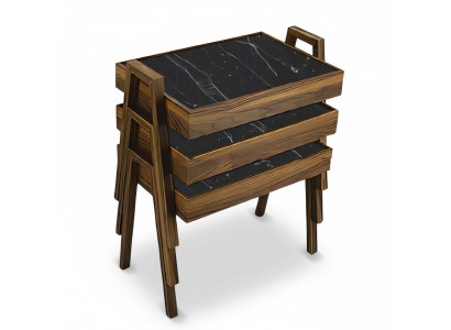 Elegantes schwarzes Couchtisch-Set aus Holz im modernen Design