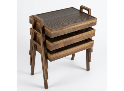 Elegantes braunes Holz Couchtisch-Set im modernen Design