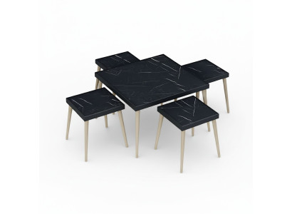 Elegantes schwarzes Wohnzimmer-Set aus Holz mit modernem Design