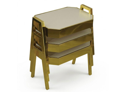 Elegantes Gold Holz Couchtisch-Set stilvoll und langlebig