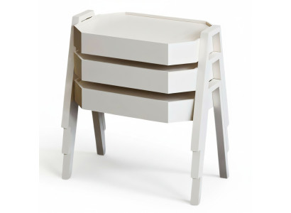 Couchtisch-Set aus Holz in Weiß, modernes und elegantes Design