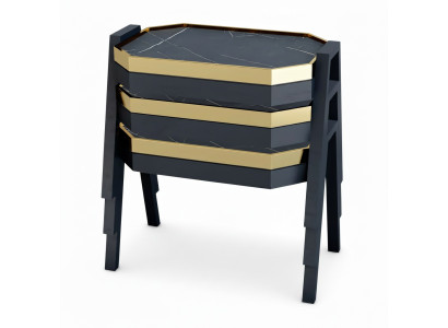 Schwarzes Holz Couchtisch-Set modern eleganter Stil