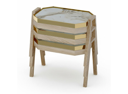 Couchtisch-Set aus Holz in Beige modern elegant