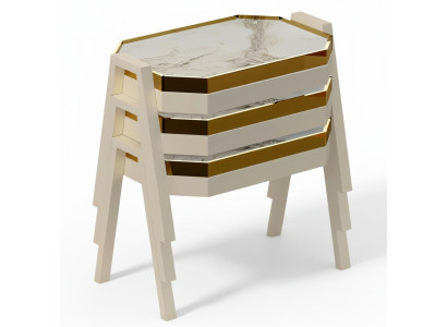 Couchtisch-Set aus Holz in Beige modern und stilvoll