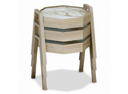 Couchtisch-Set aus Holz in Beige modern und elegant