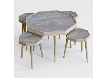 Grauer Holz Couchtisch modern elegant