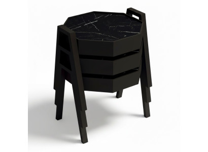 Schwarzes Holz Couchtisch-Set Modern Elegant Wohnzimmermöbel
