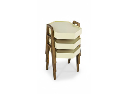 Couchtisch-Set aus Holz in Beige modern elegant