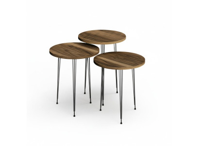Elegantes braunes Couchtisch-Set aus Holz und Metall