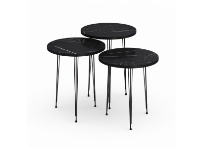 Elegantes schwarzes Couchtisch-Set aus Holz und Metall