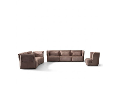 Moderner 3-teiliges Wohnzimmer Set aus Textil in Beige