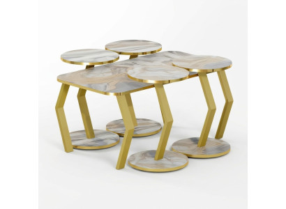 Eleganter Beistelltisch aus Holz in Beige für modernes Wohnzimmer