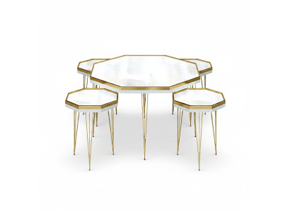 Wohnzimmer-Set Weiß Modern MDF Edelstahl Elegant