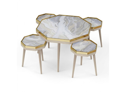 Wohnzimmer-Set Grau Holz Edelstahl modern elegant