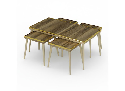 Wohnzimmer-Set Braun Holz Edelstahl Modern Elegant