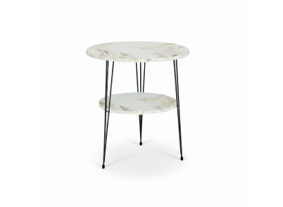 Beistelltisch aus Metall in Beige modern eleganter Wohnstil