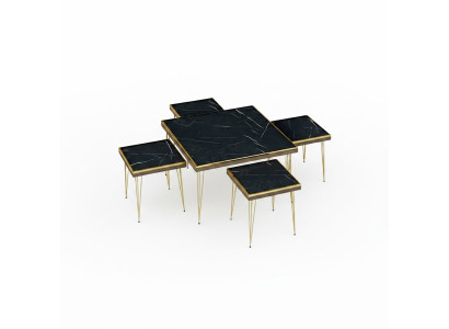 Elegantes Wohnzimmer-Set Schwarz MDF Edelstahl modern