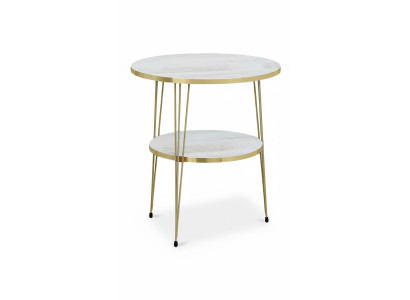 Beistelltisch aus Metall in Beige modern eleganter Wohnzimmertisch