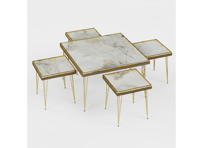 Modern Wohnzimmer-Set in Beige aus MDF und Edelstahl