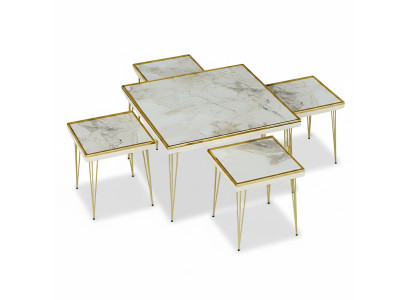 Wohnzimmer-Set in Beige aus MDF und Edelstahl modern und elegant