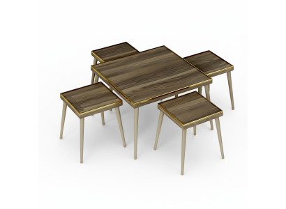 Wohnzimmer-Set Braun Holz Edelstahl Modern Elegant