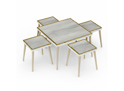 Elegantes graues Wohnzimmer-Set aus Holz und Edelstahl