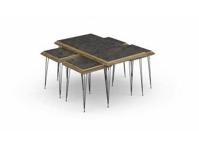 Schwarzer moderner Couchtisch mit Beistelltischen aus MDF