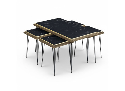Schwarzer moderner Couchtisch mit Beistelltischen aus MDF