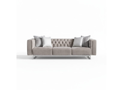 Modernes 4-Sitzer Sofa Beige Textil Holz Rahmen Elegant