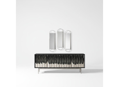 Schwarzes modernes Sideboard aus Holz und Glas